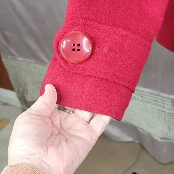 EAST 5TH Red Wool Coat Medium - Picture 4 of 8